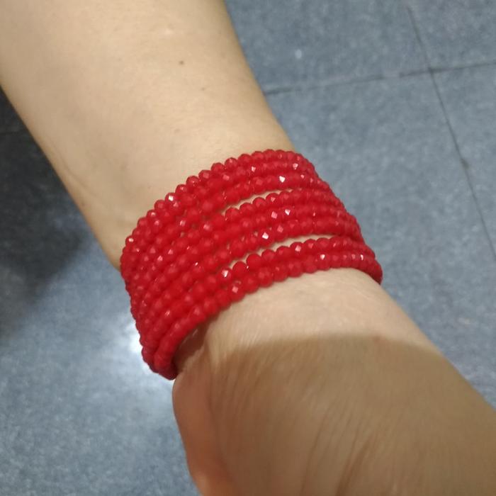 Gelang lilit / spiral mote manik kristal