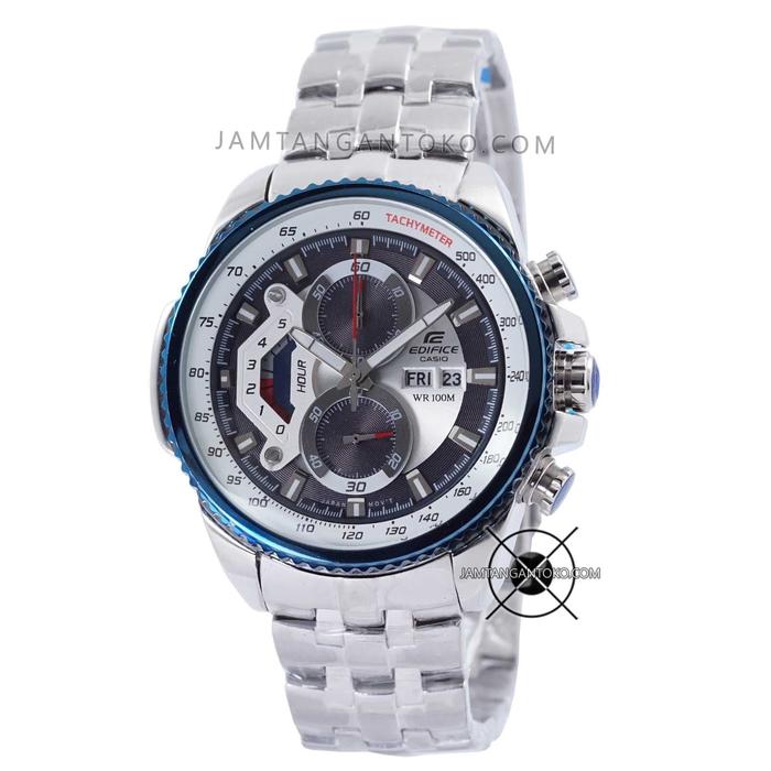 Jam Tangan Pria Edifice EF-550D-2AV Silver Biru EF558 EF-558 ORI BM