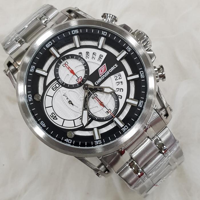 Jam Pria Merek ChronoForce CF5308G Stainless Original Fullset