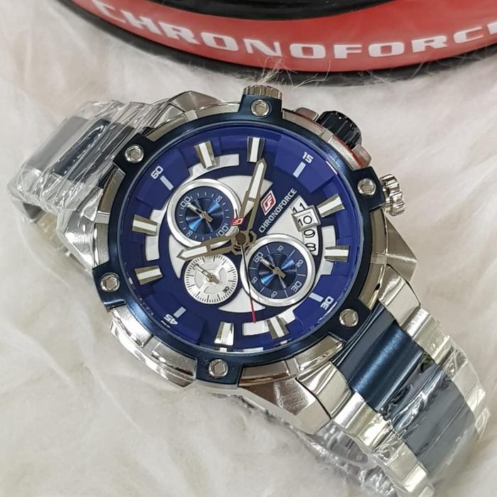 Jam Pria Merek ChronoForce CF5320G Stainless Original Fullset
