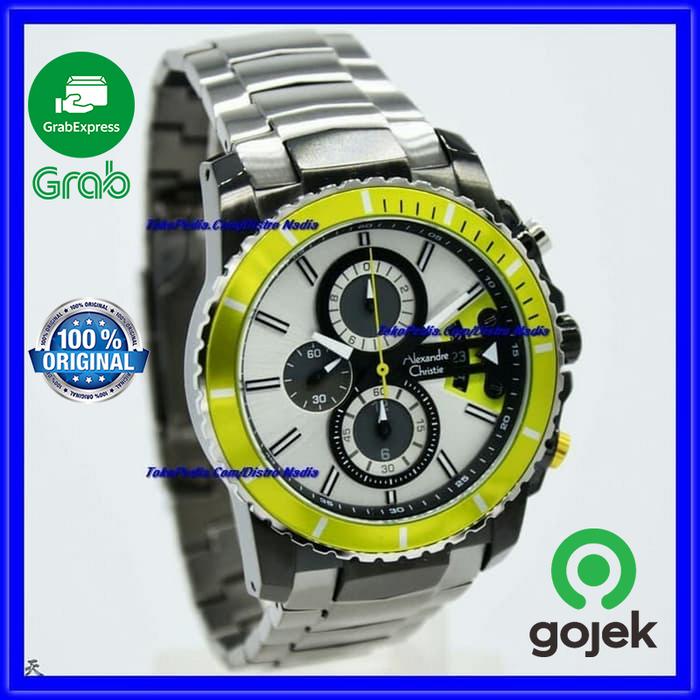Jam Pria Alexandre Christie AC6455MC Chrono Grey List Green ORIGINAL
