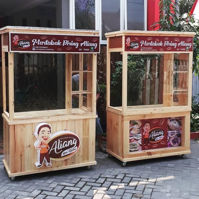 gerobak bakso / gerobak portable / gerobak jati belanda / booth kayu