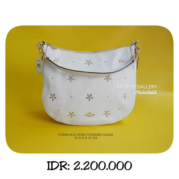 Coach Elle Hobo Studded Chalk