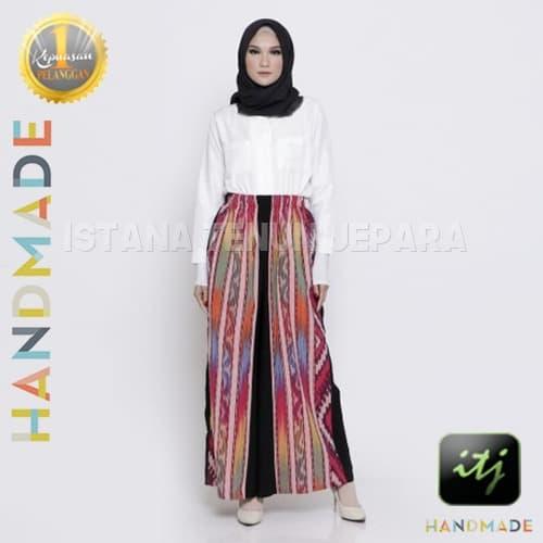 Celana Kulot Batik Wanita Pelangi Tenun Ikat Blanket Troso