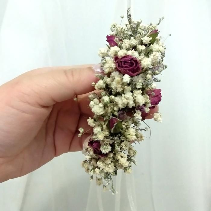 Baby breath bracelet | hand corsage dried flower