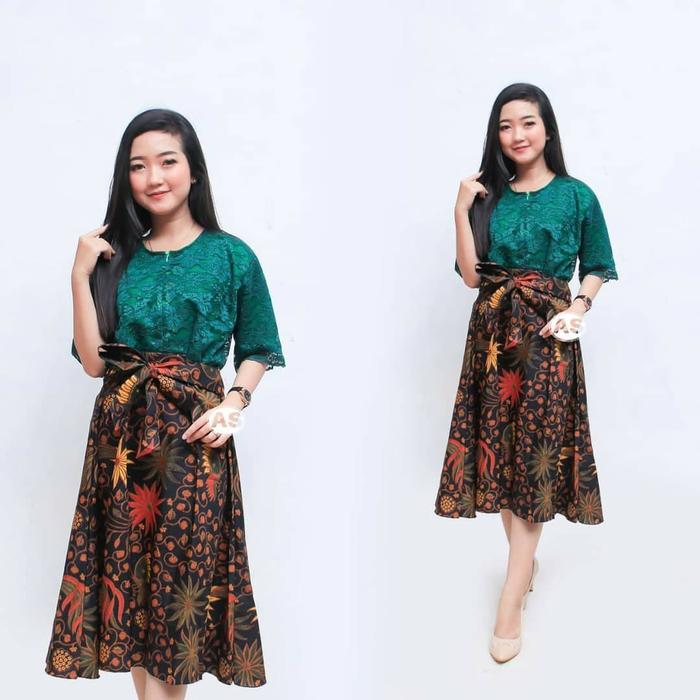 MINI DRESS BATIK MAXI BROKAT BRUKAT BUSUI PENDEK HIJAU BOTOL LATTE