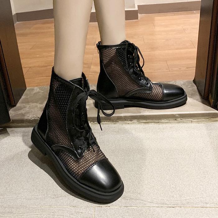 Sepatu Boots Martin Wanita Model Flat Sol Tebal
