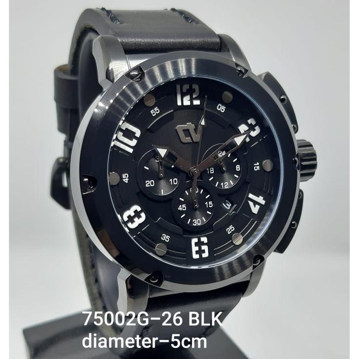 JAM TANGAN CHRIST VERRA CV 75002G-26 PRIA FULL BLACK LEATHER BLACK ORI