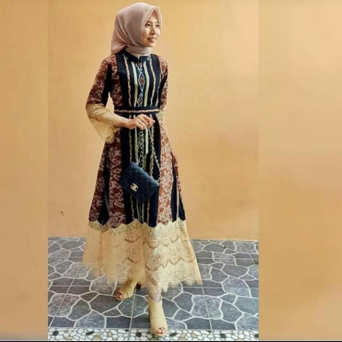 gamis brokat tenun ikat troso blangket / tenun jepara (092)
