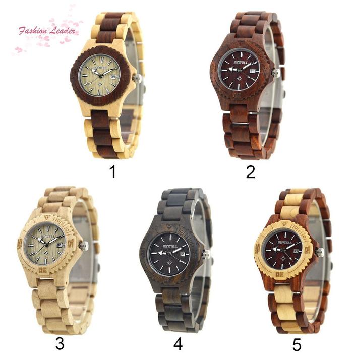 Bewell Jam Tangan Quartz Analog Digital Bahan Kayu