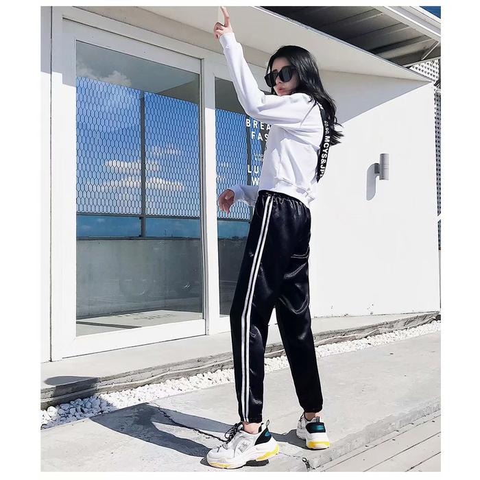 Spot Ms. fashion Stitching casual Beam foot movement pants