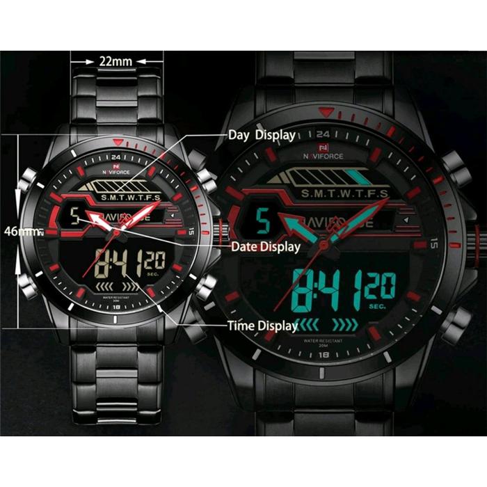 naviforce 9133 dualtime jam tangan pria original water resist