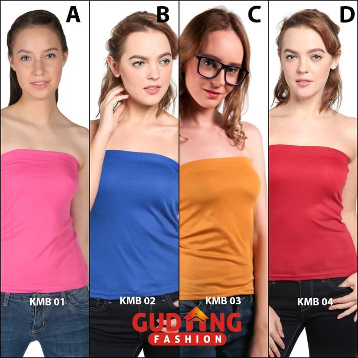 Kemben Wanita Tanpa Tali Bahan Katun Poliester Putih Hitam Merah Kuning Pink / Kaos Atasan Spandex C