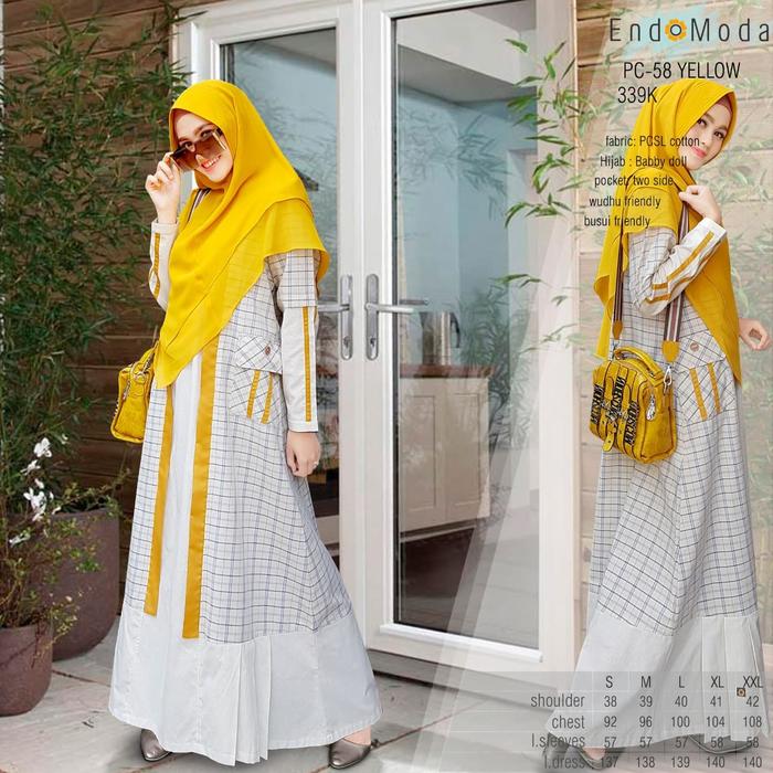 GAMIS MUSLIMAH ENDOMODA PC 58 YELLOW