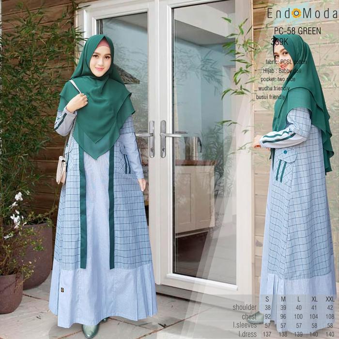 GAMIS MUSLIMAH ENDOMODA PC 58 GREEN
