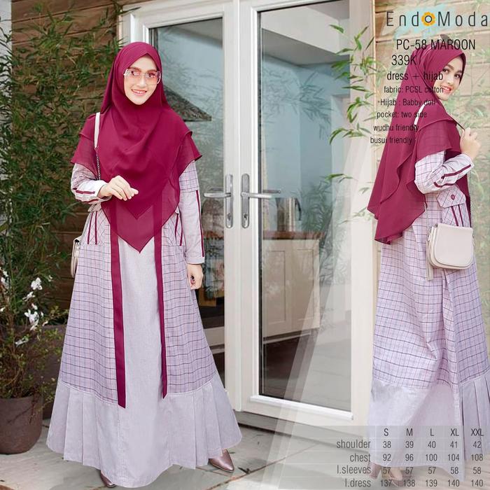 GAMIS MUSLIMAH ENDOMODA PC 58 MAROON