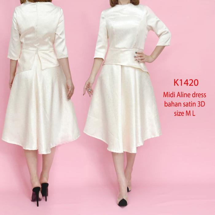 KODE K1420 hrg 548 Rb Mini A line Dress Satin Import