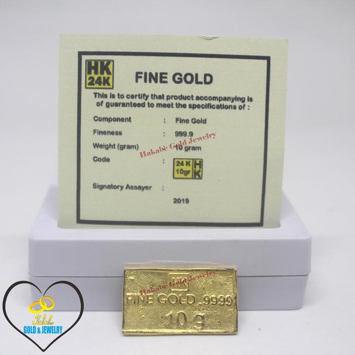 Emas Batangan HK Logam Mulia 24K Gold Bar Gold Fine Gold 10 Gram