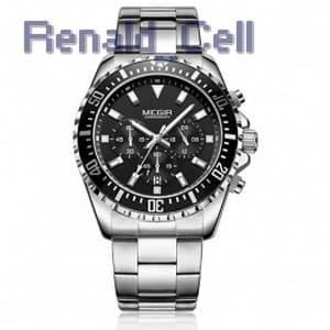 MEGIR Jam Tangan Analog Pria 2064 Silver Black