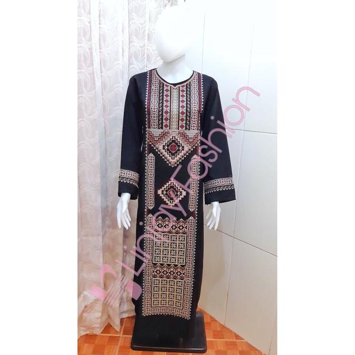 GAMIS HITAM BORDIR / GAMIS ARAB / ABAYA HITAM BORDIR / BORDIR TASIK