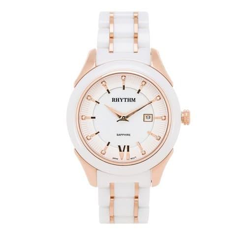 Jam Tangan Wanita Rantai Ceramic Dial Putih RHYTHM C1404T03