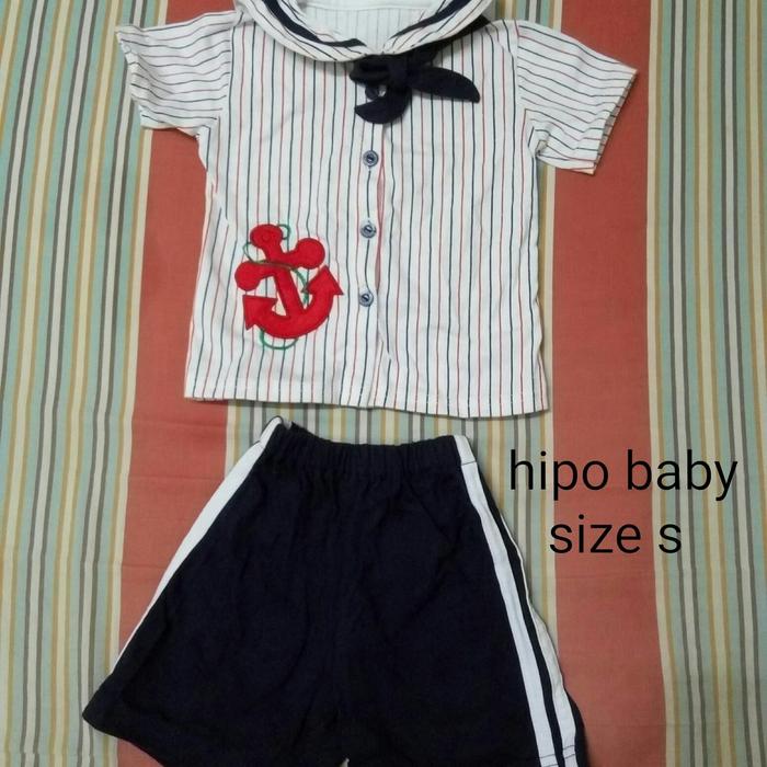 preloved Hipo Baby Setelan Baju Sailor Pelaut Anak size S original