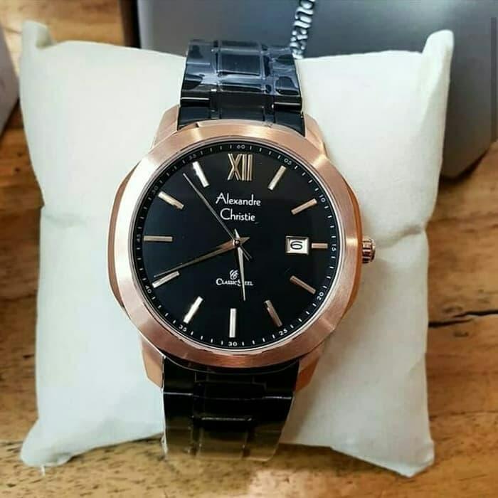 JAM TANGAN PRIA ALEXANDRE CHRISTIE AC8619 ORIGINAL BLACK ROSEGOLD