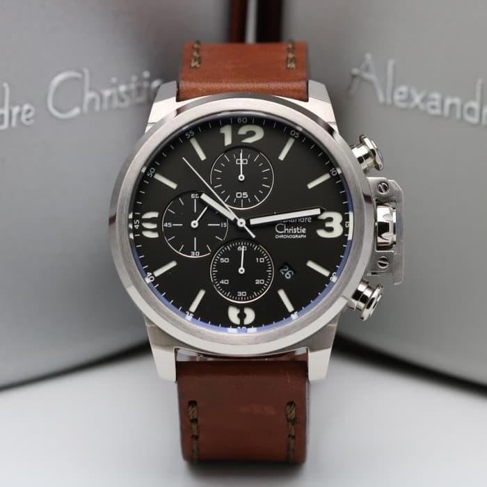 Jam Tangan Pria Alexandre Christie AC 6280 Original - Silver Brown Quartz Watch