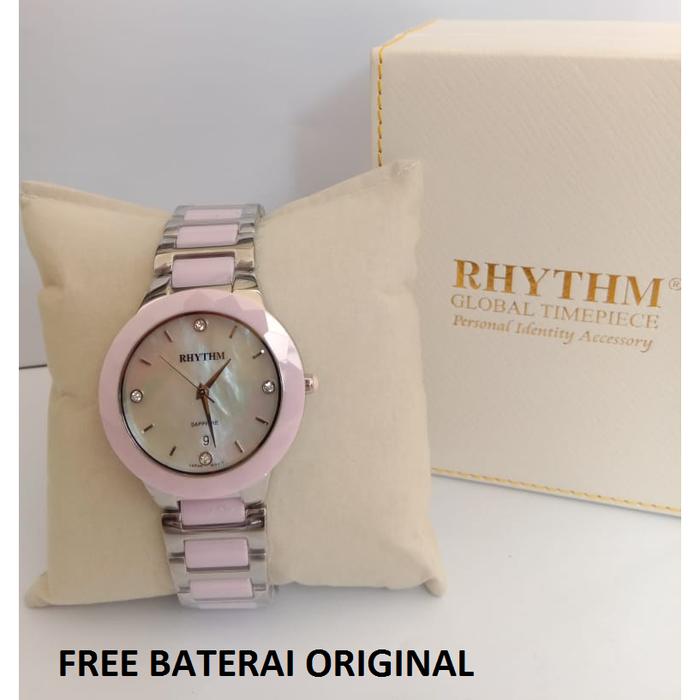 JAM TANGAN RHYTHM F1205T WANITA SAPPHIRE SILVER PINK ORIGINAL