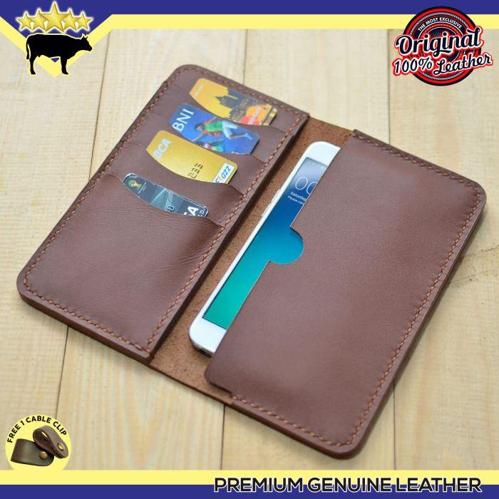 DOMPET PANJANG PRIA WANITA KULIT SAPI ASLI HANDMADE SLEEVE IPHONE 6 6S