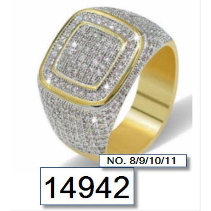 Cincin Pria Perhiasan Pria Emas Berlian Imitasi