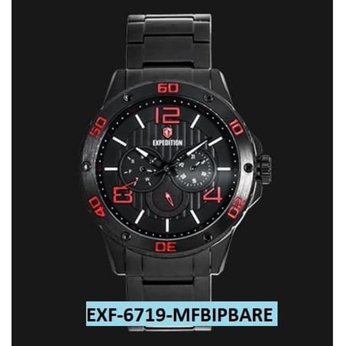 Expedition 6719 fullblack red jam tangan pria sporty casual exp 6719