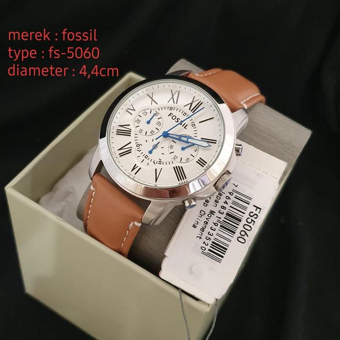 Jam Tangan Pria Merek Fossil FS5060 & FS 5060 Kulit Ori BM 4.4cm