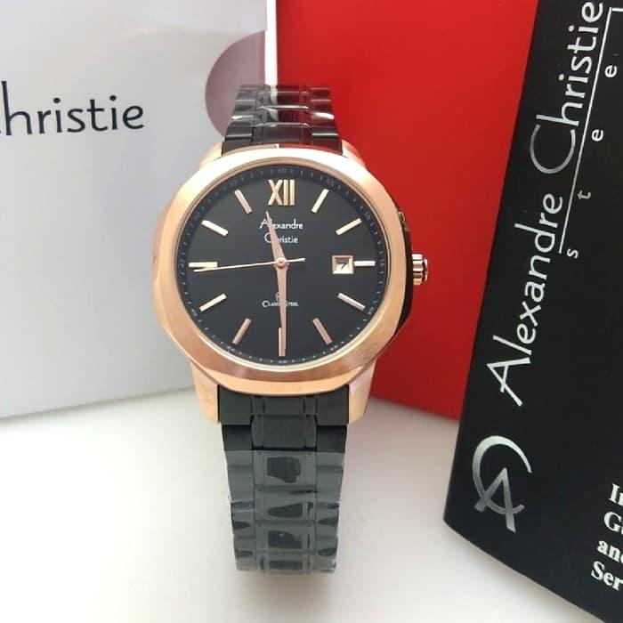 Jam Tangan Wanita Alexandre Christie AC 8619 Original - Black Rosegold