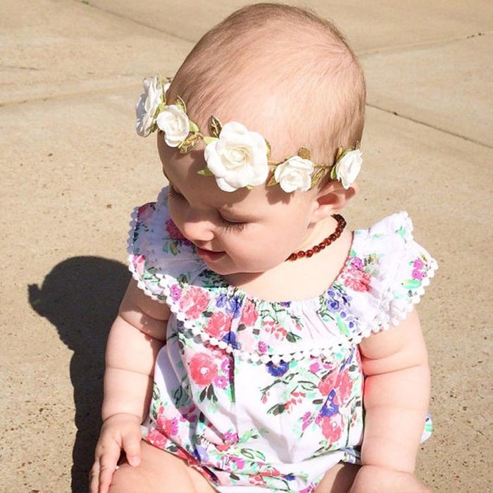 Mahkota Garland Motif Bunga untuk Bayi Perempuan / Laki-Laki