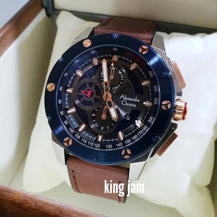 Jam Tangan Pria Alexandre Cristie AC 6549 Original Brown Blue