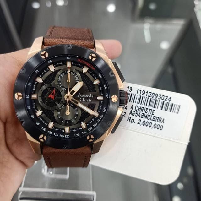 Jam Tangan Pria Alexandre Christie Original AC6549 Black Rosegold