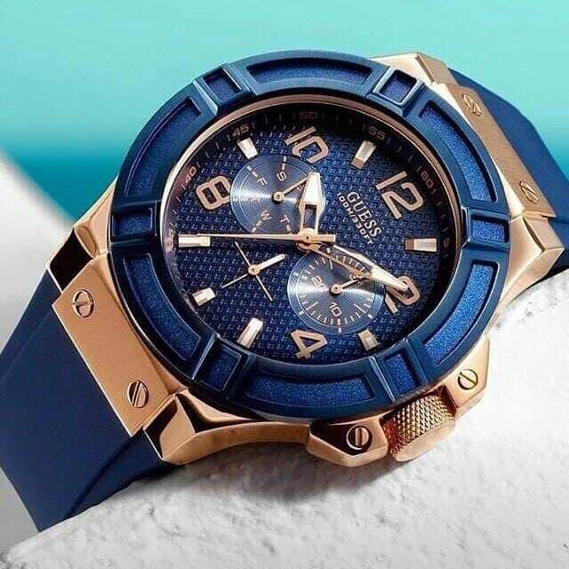 Tali jam tangan pria Guess Rubber Blue
