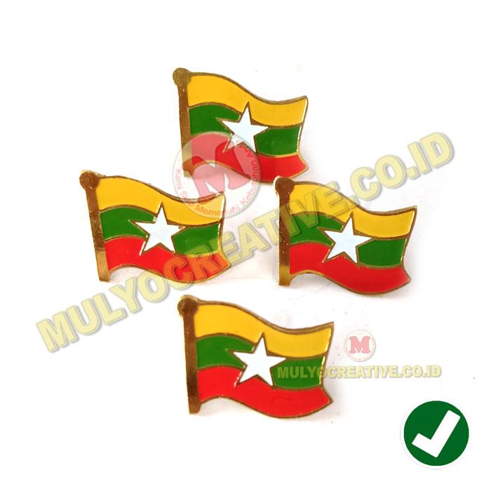 Pin Bros Bendera Negara Myanmar Flag Pin Myanmar Bahan Logam Kuningan