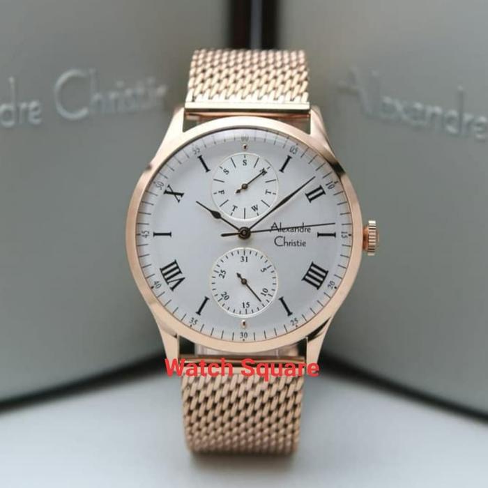 Jam Tangan Pria Alexandre Christie Original AC6437 Rosegold
