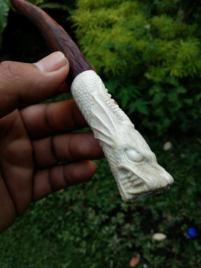 PIPA ONCE TANDUK kombinasi GAHARU LAKA Ukir Naga 01