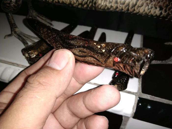 PIPA ONCE CANGKLONG Once AKAR LAUT BAHAR MAS Ukir Naga Panjang 10 cm