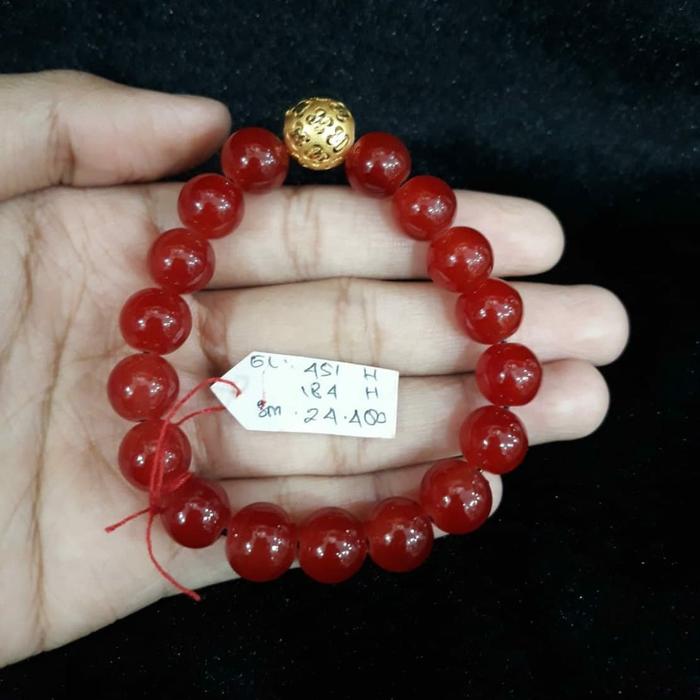Gl451H184H gelang batu liontin emas gold asli permata merah manau new