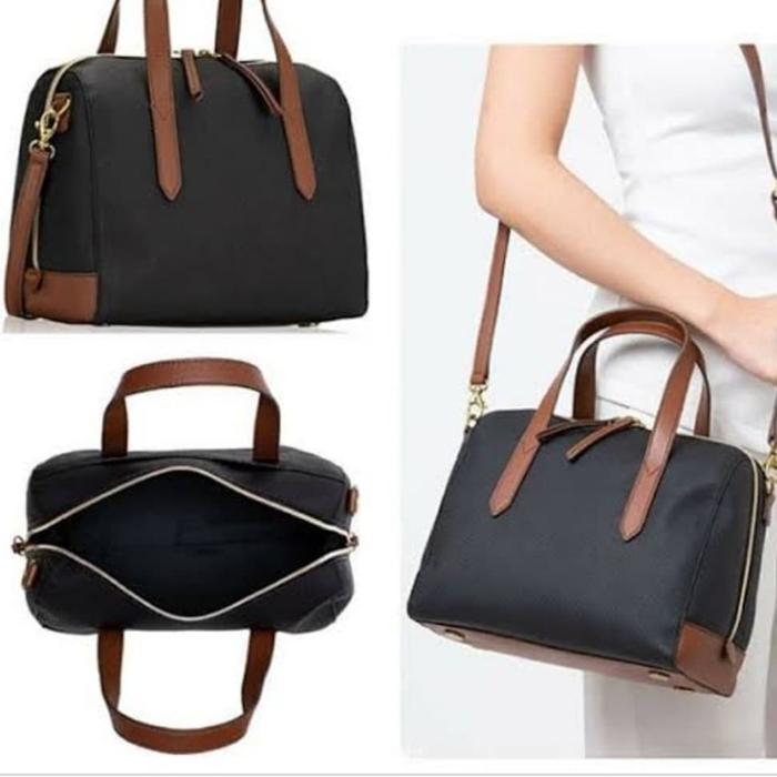 Fossil Sidney Satchel Black Multi NWT