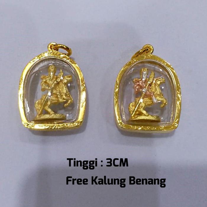 Kalung Liontin Dewa Perang Guan Yu / Kwan Kong Pelindung Naik Kuda