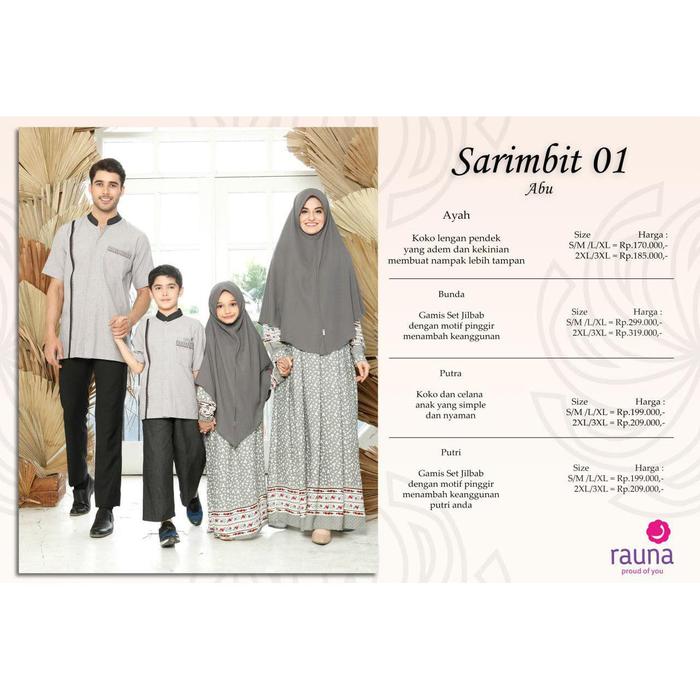 Baju Couple Keluarga + Rauna Sarimbit 01 Abu + Sarimbit Keluarga Ori