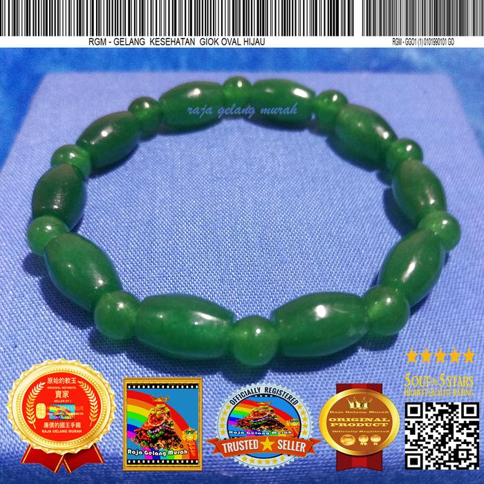 Gelang Kesehatan Giok Oval Hijau