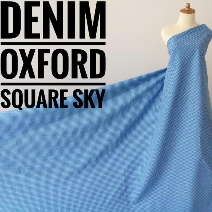Kain Meteran Denim Oxford Square Sky (0.5M) .