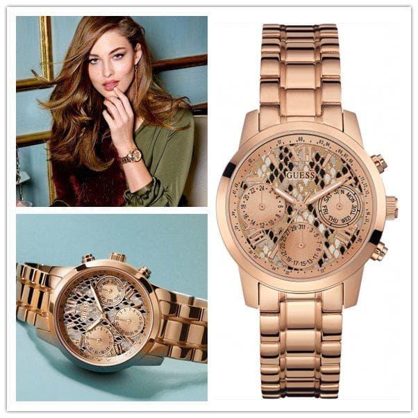Jam Tangan Wanita Merek Guess W0448L9 RoseGold Original 3.5cm