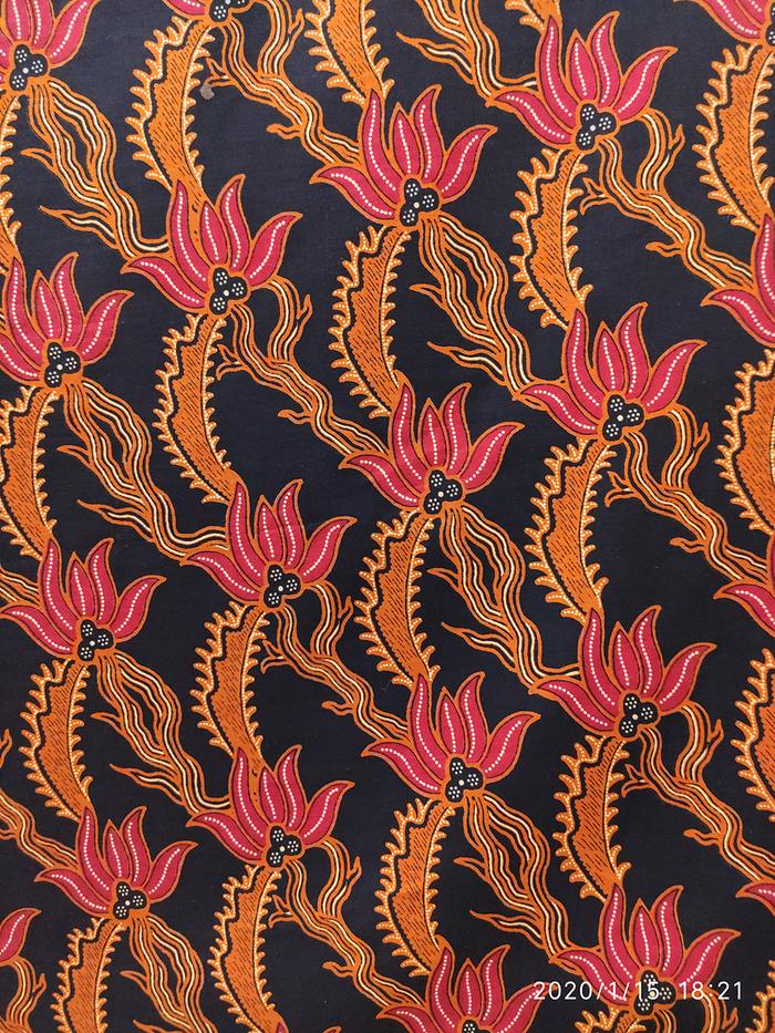 Kain Batik Katun Batu Raden 5858 VAR14 Rumput Hitam Merah